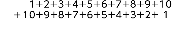 元の式と、反対に並べた式を上下に記述し、上と下をたす。